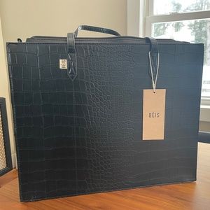 BEIS Original Black Croc Large Work Tote